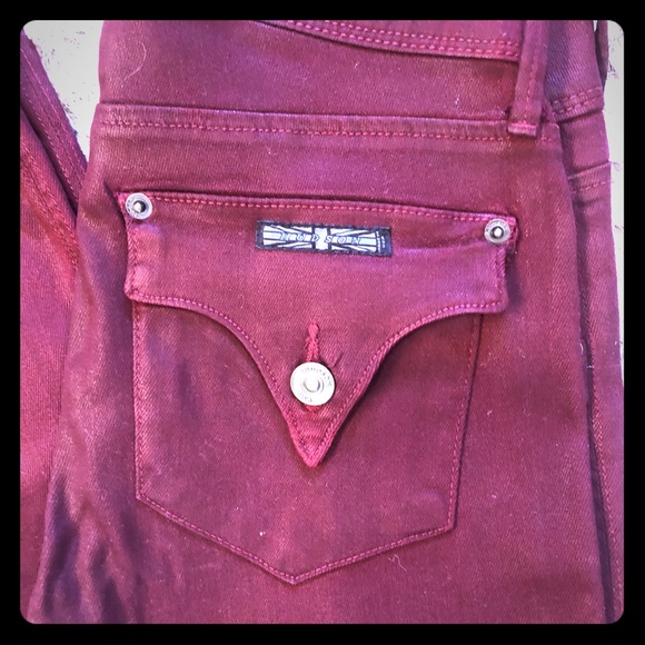 Hudson Jeans Denim - Hudson Coated Maroon Skinny Jean 27